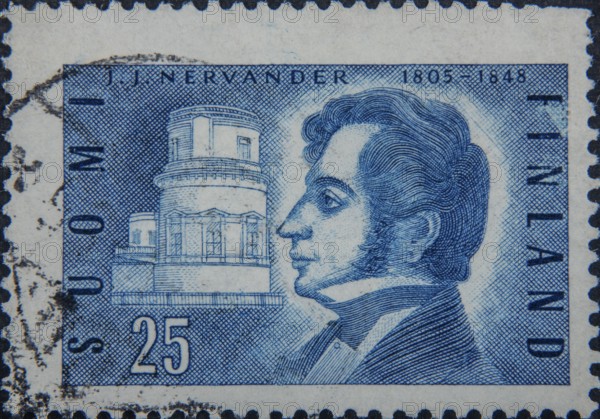 Johan Jakob Nervander (1805-1848) was a Finnish physicist and poet. Portrait on Finnish postage