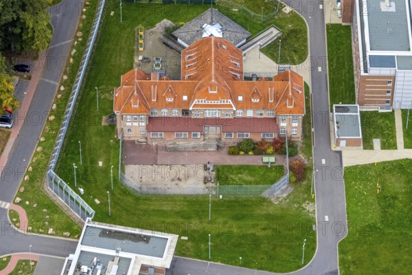 Aerial view, LVR-Klinik Bedburg-Hau, LVR-Klinik, Buchenallee, Hau, Bedburg-Hau, Lower Rhine, North
