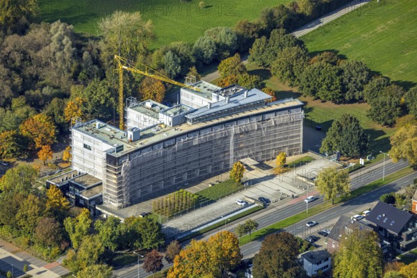 Aerial view, Westnetz GmbH Regionalzentrum Wesel (Niederrhein) building construction site, Wesel,