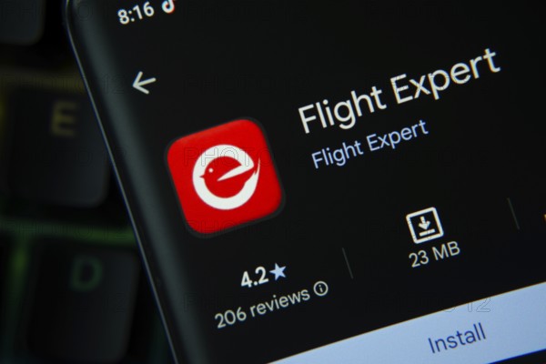Dhaka, Bangladesh- 27 July 2025: Flight Expert app from Google Playstore is displayed on a