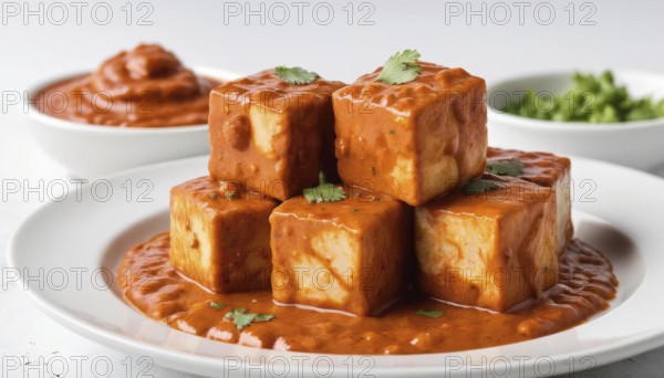 This image showcases a flavorful Indian dish, perfect for food blogs and culinary projects, AI