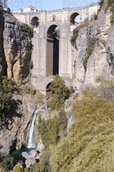 Ronda, malaga, spain Puente nuevo bridge connecting the historic and modern parts of ronda.