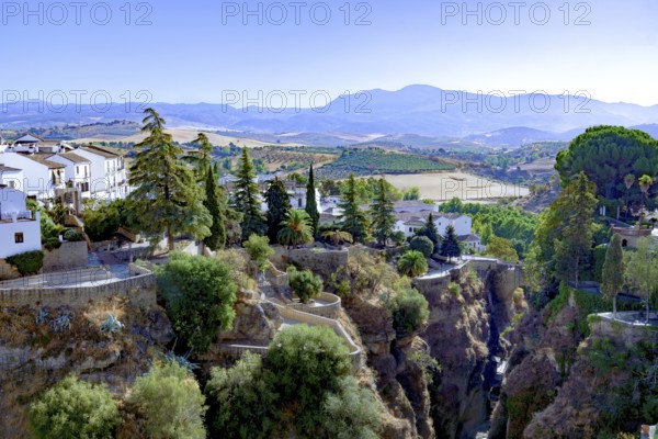 Ronda, malaga, spain, a beautiful white village, presenting its unique architecture on the edge of