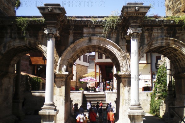 Hadrian's Gate is a triumphal arch located in the ancient Kaleiçi quarter of the resort city of