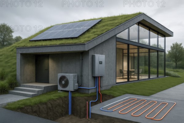 This contemporary home showcases sustainable living with renewable energy and efficient heating