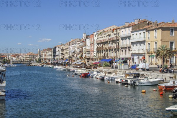 View from Pont de la Savonnerie of the Canal de Sete (formerly Canal Royal) with the elegant,