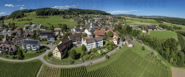 Herdern Castle, residential, work and employment site, drone recording, Herdern, Thurgau,