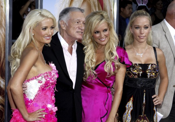 Hugh Hefner, Holly Madison, Bridget Marquardt and Kendra Wilkinson at the Los Angeles premiere of