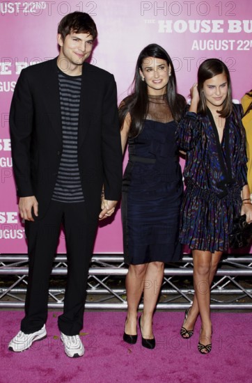 Tallulah Willis, Ashton Kutcher and Demi Moore at the Los Angeles premiere of 'House Bunny' held at