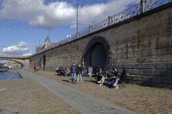 Kobky former storage Cells in embankment walls on the Rasinovo nabrezi by Vltava river on October