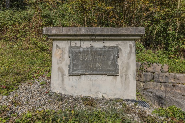 Water reservoir with the inscription Böttstein 1902 of the artificially created water channel that