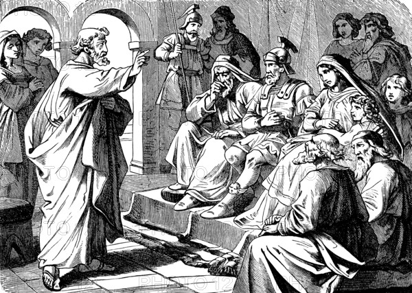 Peter preaches to gentiles in the house of Cornelius, a Roman captain, Acts of St. Luke, chapter
