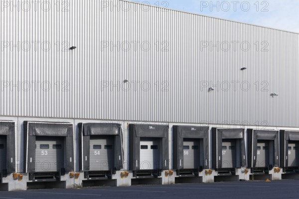 Truck portals at a logistics hall, loading areas, Logoport Duisburg-Rheinhausen, North