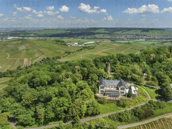 Wartberg high-altitude restaurant with Wartberg tower, Heilbronn, Baden-Württemberg, Germany,