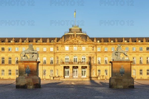Schlossplatz with New Palace, Stuttgart, Baden-Württemberg, Germany, Stuttgart, Baden-Württemberg,