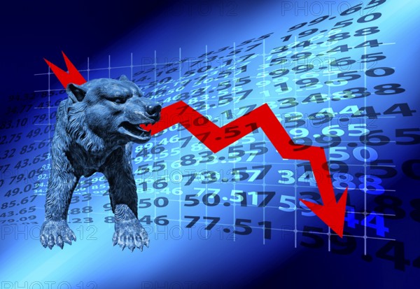 Symbolic picture, bear stands for stock market bear market, Wall Street and DAX crash, President