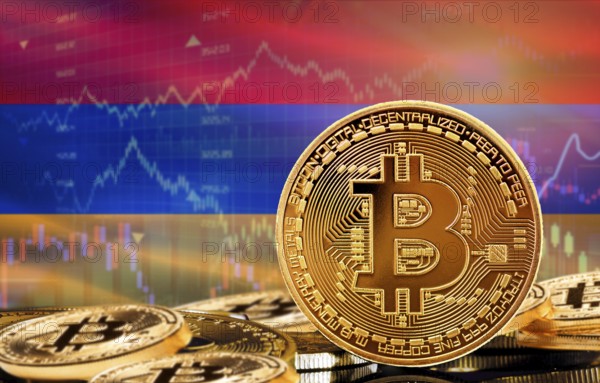 Investors in cryptocurrency and Blockchain Technology in Armenia, Concept. Bitcoin with Armenia