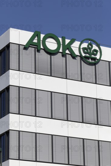 AOK Rheinland Hamburg, logo on building, health insurance, Düsseldorf, North Rhine-Westphalia,