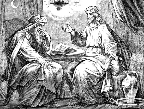 Jesus and Nicodemus, Gospel of St. John the Baptist, Colonel, Jews, night, teacher, God, birth,