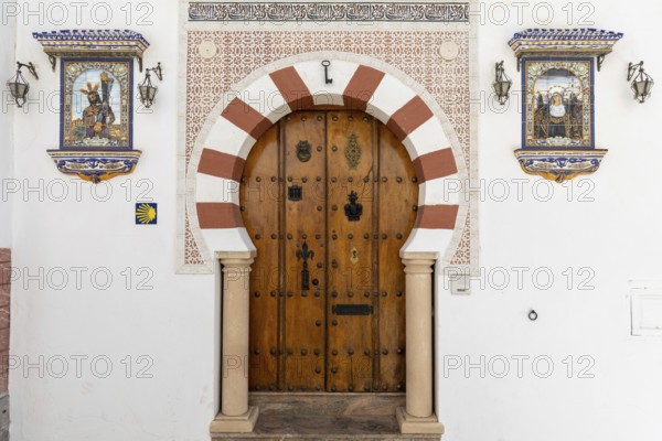 On the road to the white villages. Beautiful doors of the historic old town in Setenil de las