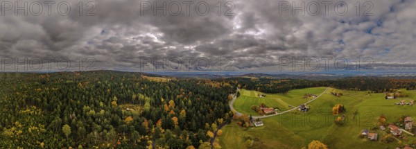 In Upper Palatinate, the autumn landscape features colorful trees and a gentle hilly landscape.