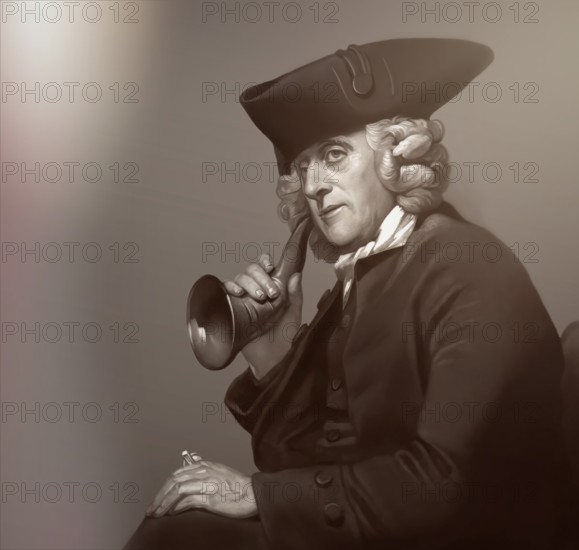 Portrait of James Hutton with an ear trumpet, 1726 – 1797, Scottish geologist, agriculturalist,