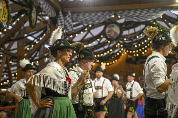 Traditional traditional costume show at the Tradition party tent, Oide Wies'n, Oktoberfest, Munich,