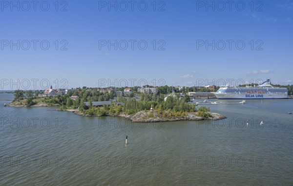 Luoto Klippan and Valkosaari islands, archipelago, port, Silja Line ferry, Helsinki, Finland