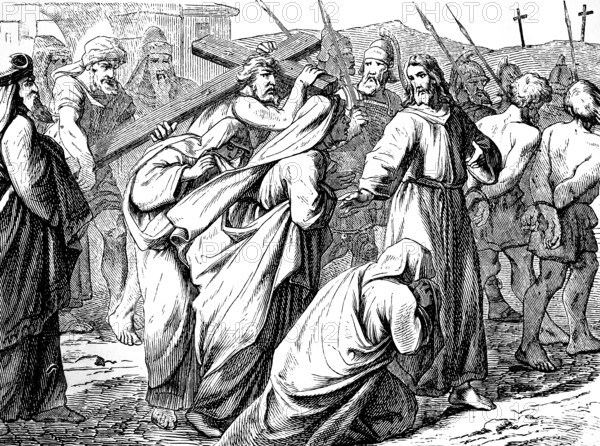 The grieving daughters of Jerusalem, high priests and scribes accuse Jesus, going to the