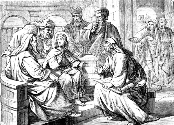The twelve-year-old Jesus in the temple with teachers, Jerusalem, Gospel of Luke, chapter 2, child