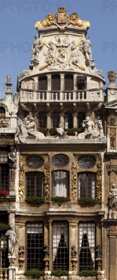 Baroque guild house of river boatmen (Le Cornett, the cornucopia) at the Grand Palace, Brussels,