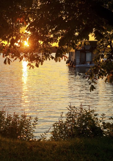 Atmospheric sunset over Lake Gudelack, Lindow (Mark), Stechlin-Ruppiner Land nature park Park,