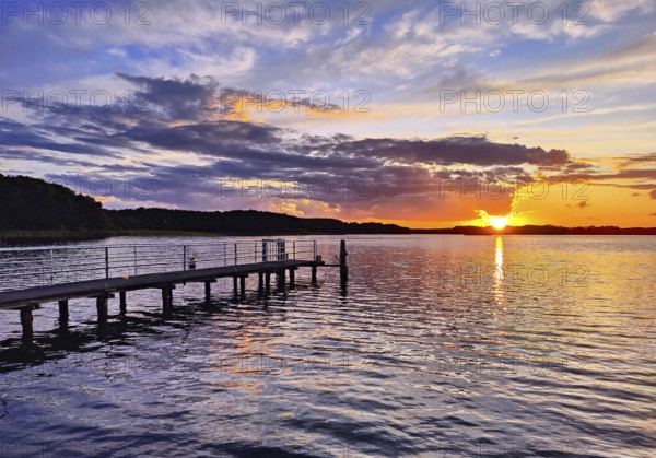Sunset over Lake Gudelack, Lindow (Mark), Stechlin-Ruppiner Land nature park Park, Brandenburg,