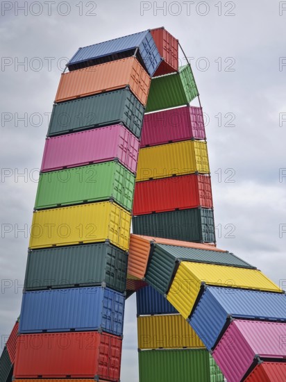 Le Havre, Normandy, France, 29 May, 2025: Striking street art installation Catena Containers