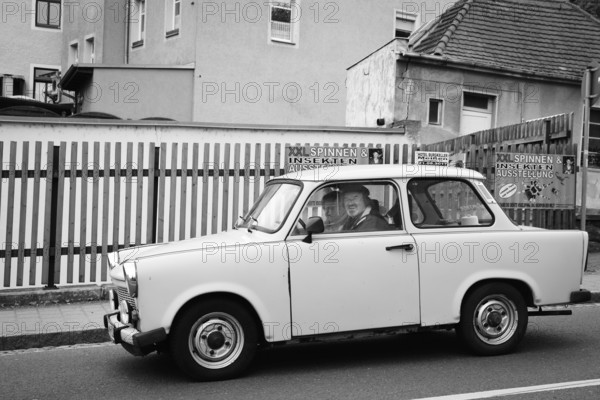 MEISSEN, GERMANY - MAY 05, 2017: Trabant retro vehicles at the street. Famous car was produced in