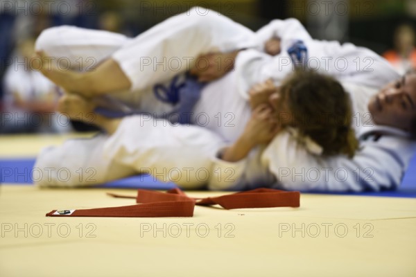 WROCLAW, POLAND - JULY 29, 2017: Ju-Jitsu Ne-Waza during the The World Games 2017. Fight for thirth