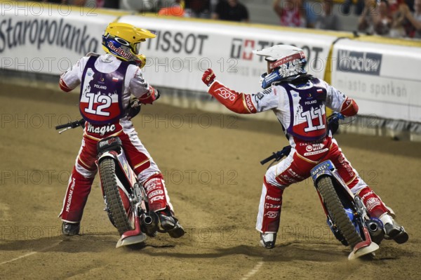 WROCLAW, POLAND - JULY 29, 2017: Speedway couple turnament final race Poland - Australia during The