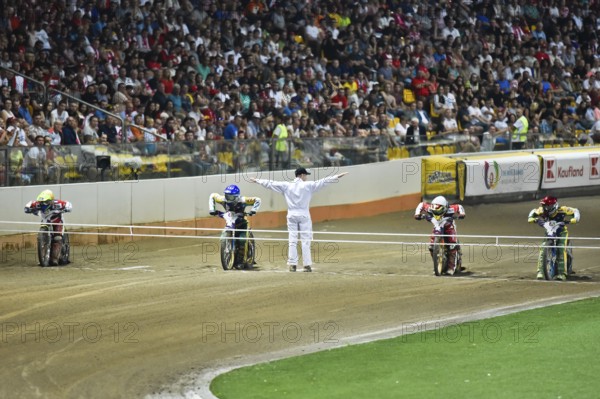 WROCLAW, POLAND - JULY 29, 2017: Speedway couple turnament race Denmark - Australia during The