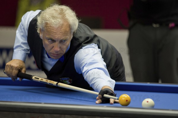 WROCLAW, POLAND - JULY 29, 2017: Billiard sports during the The World Games 2017. Marco Zanetti