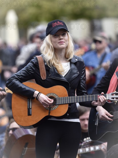 WROCLAW, POLAND - MAY 1, 2016: Over 7 thousands guitarists achieve new Guiness Record playing Hey