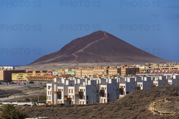 Montana Roja mountain on Tenerife coast near El Medano, Canary Islands, Spain, sunny summer day