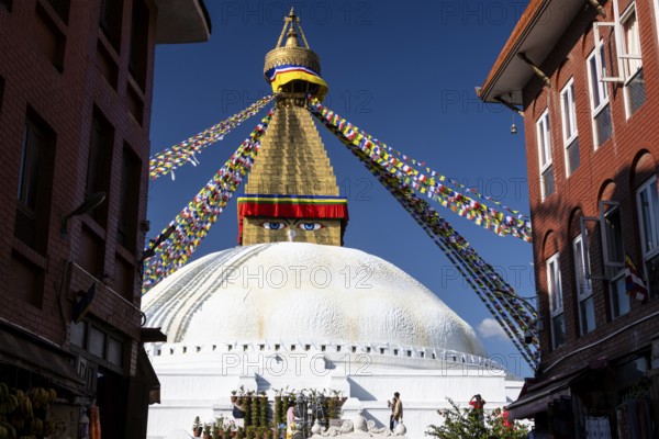 Boudhanath, the Boudha Stupa, the largest stupa in Nepal, Buddhist religious complex, UNESCO World