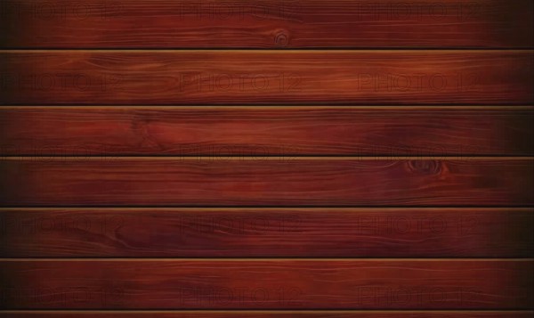 Wooden planks with a red-brown hue arranged horizontally in a warm, natural setting AI generated