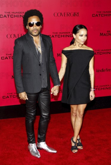 Lenny Kravitz and Zoe Kravitz at the Los Angeles premiere of 'The Hunger Games: Catching Fire' held