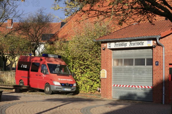 Volunteer fire department, fire truck, mountain village Lüdersen, City of Springe, Hanover Region,