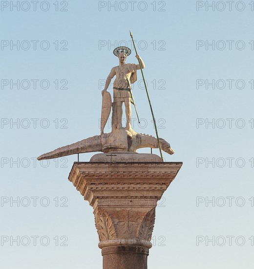Column of Saint Theodor on San Marco square, Venice, Italy