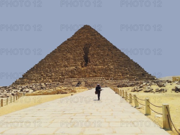 The majestic Pyramid of Menkaure, nestled in the sands of the African Sahara Desert, features a
