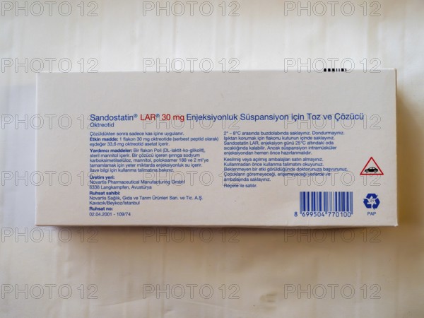 Istambul, Turkey October 21st 2025 Sandostatin LAR 30 mg box with octreotide injectable suspension