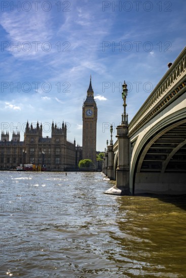 London, United Kingdom - 14 May 2025: A classic view of the London skyline with the Houses of