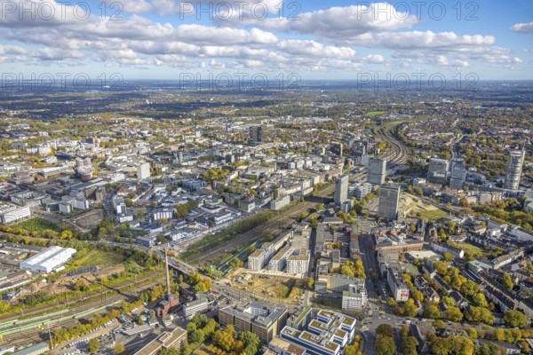 Aerial view, construction site new literature quarter for offices and apartments between